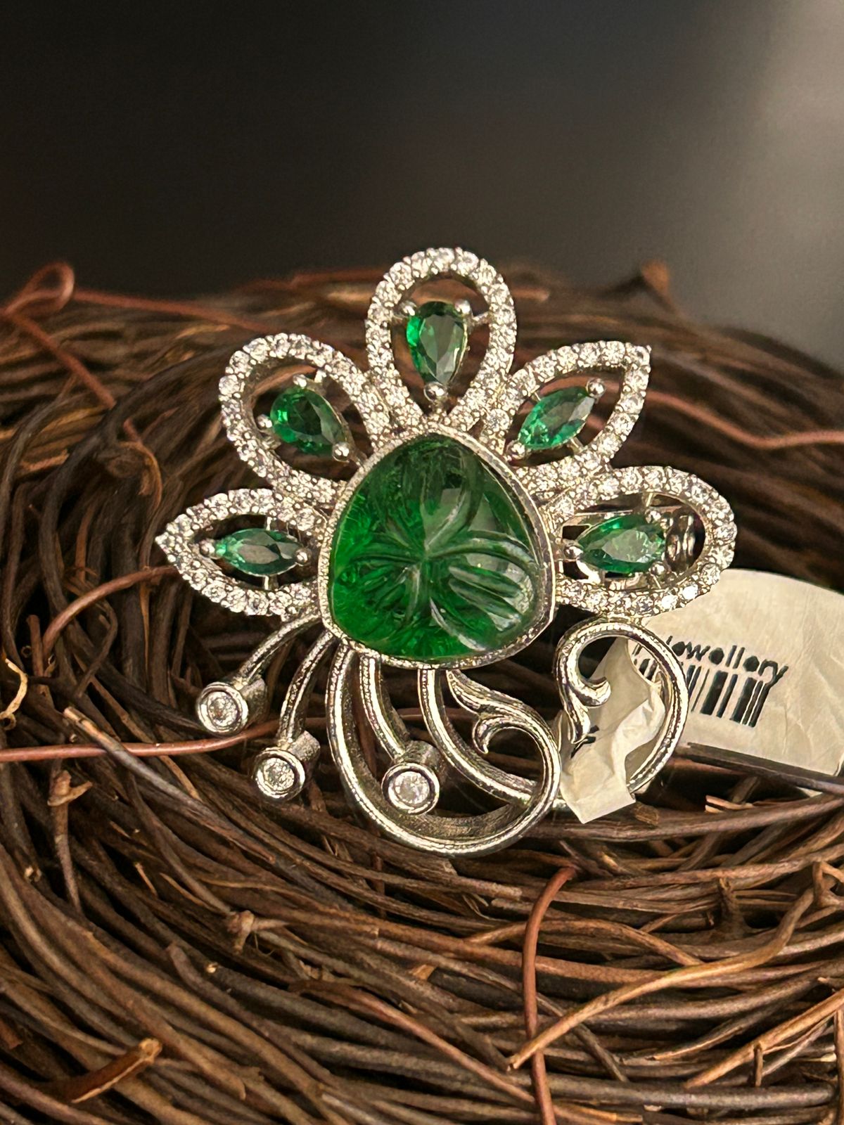 Green Carved Peacock Style Adjustable Ring – Statement Fashion JewelleryGreen Carved Peacock Style Adjustable Ring – Statement Fashion Jewellery